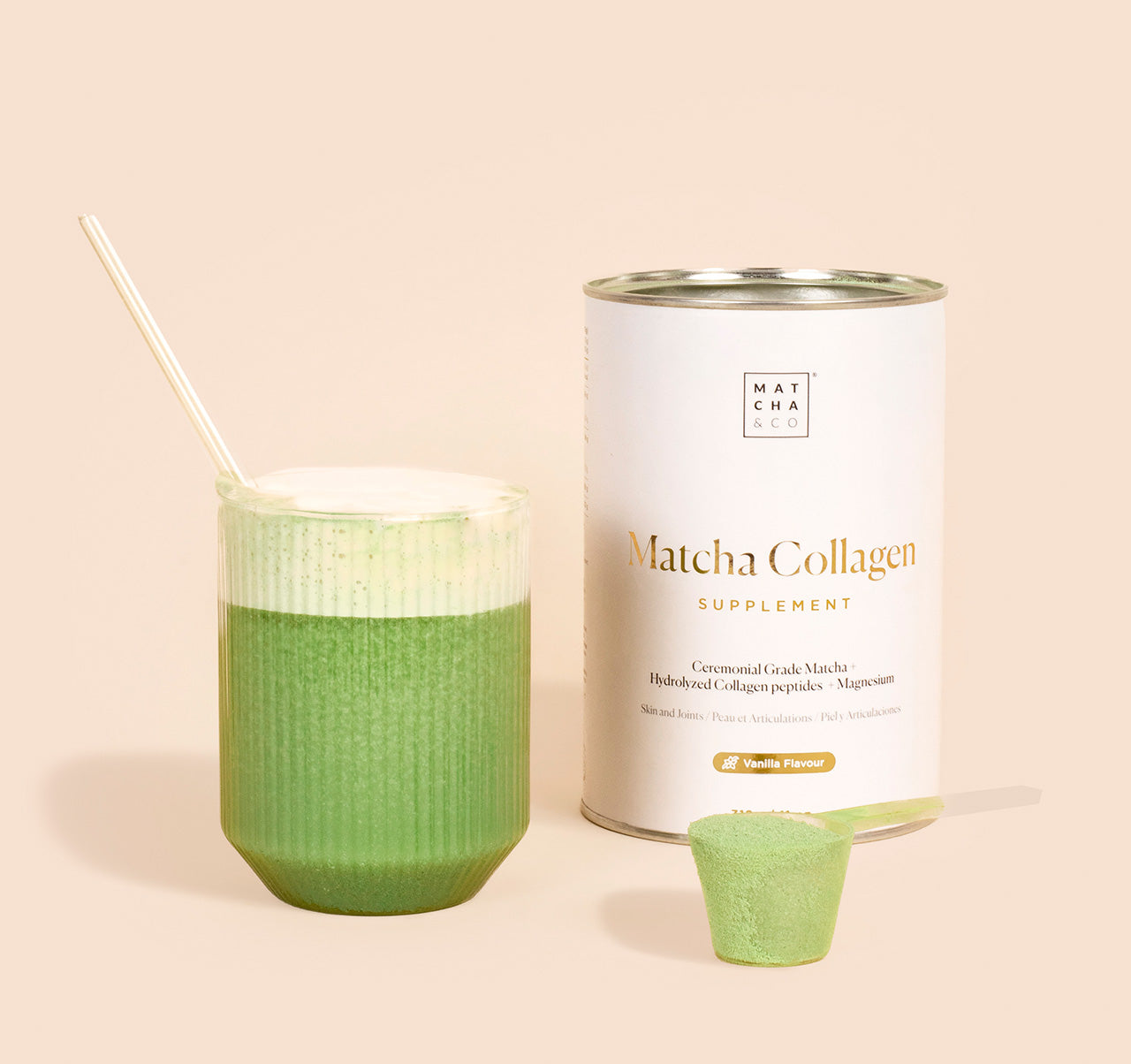 Buy Collagen with magnesium and matcha tea 300 g of powder (Matcha) Matcha  & Co